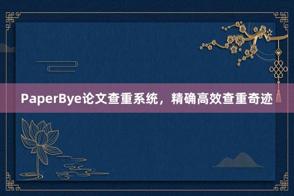 PaperBye论文查重系统，精确高效查重奇迹